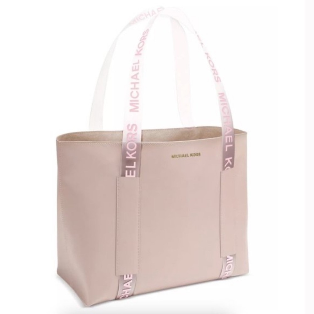 Michael Kors Blush Pink Leather Tote with Logo Strap